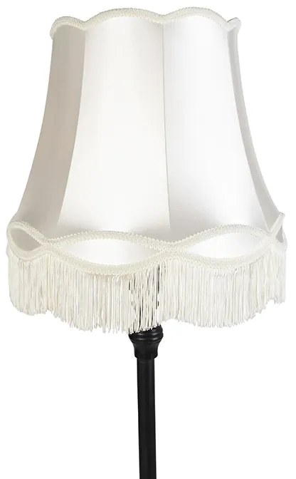 Lampada da terra nera con paralume a forma di Granny color crema - Classico