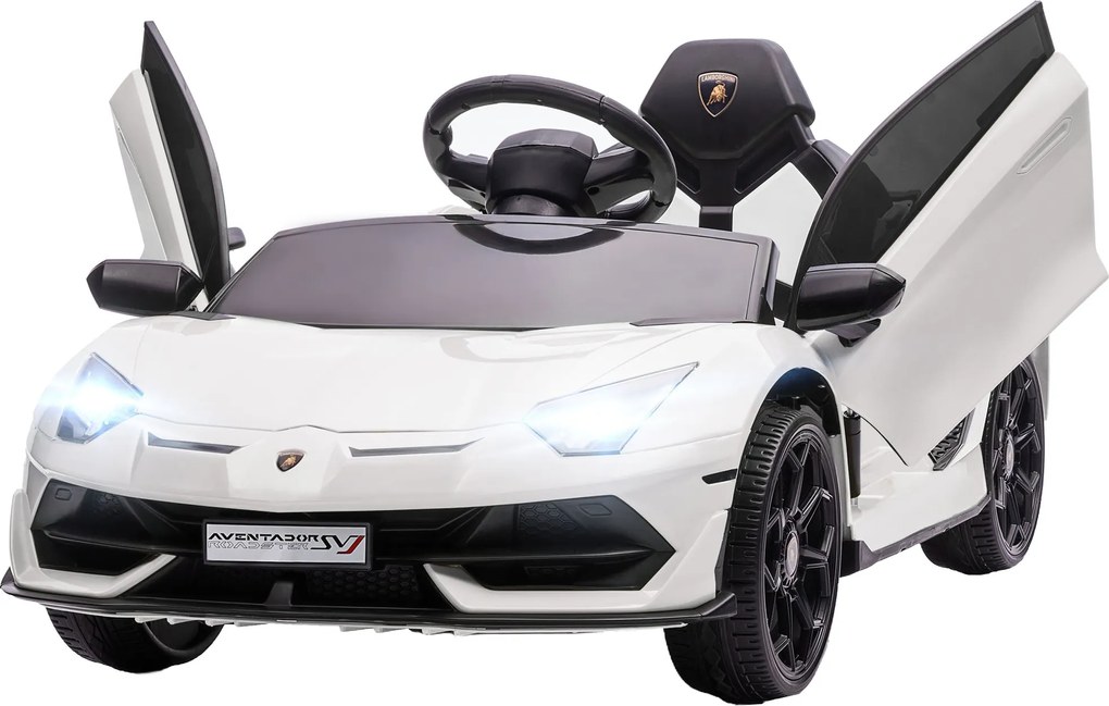 Macchina Elettrica per Bambini 12V con Licenza Lamborghini Aventador SVJ Roadster Bianco...