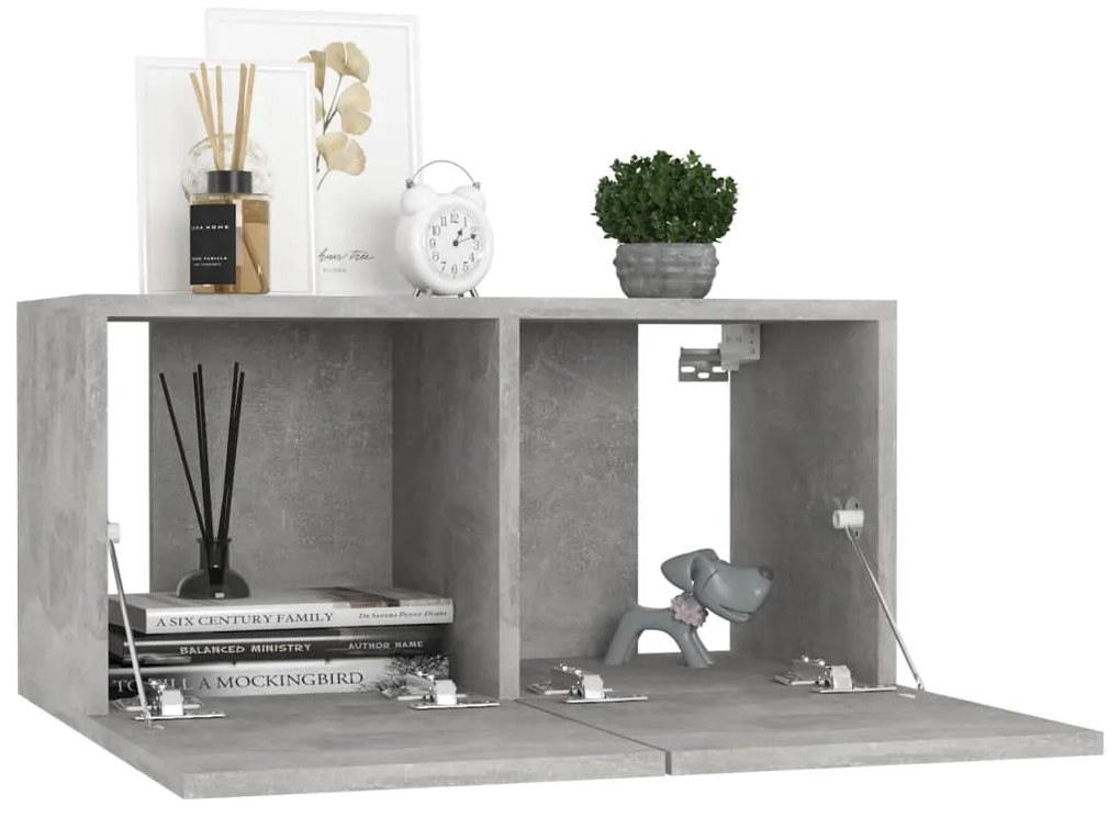 Set di mobili porta tv 4 pz grigio cemento in legno multistrato