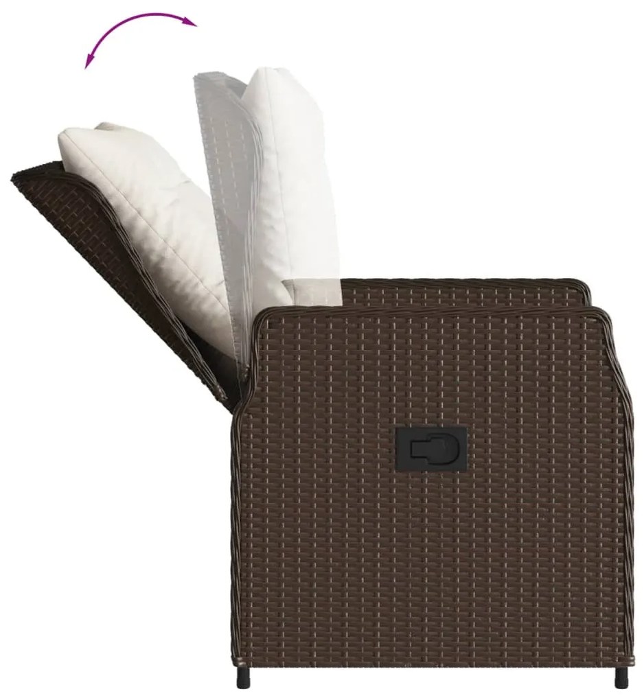 Set da pranzo da giardino 5pz con cuscini in polyrattan marrone