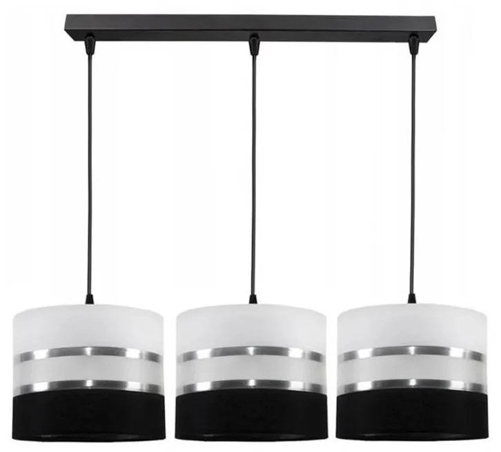 Lampadario a sospensione con filo CORAL 3xE27/60W/230V bianco e nero