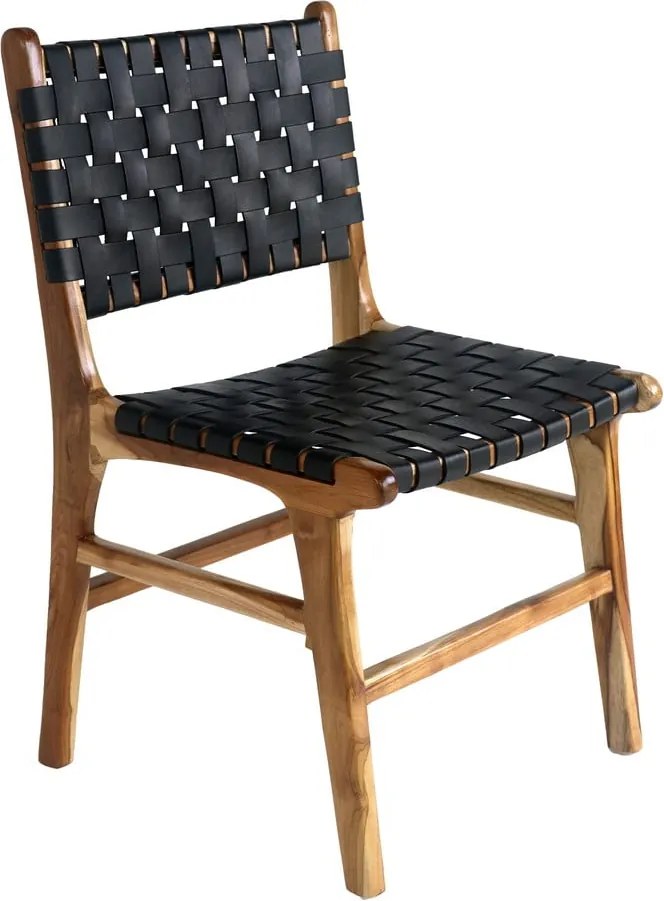 Sedie da pranzo nero-marrone in legno di teak in un set di 2 pezzi Perugia - House Nordic