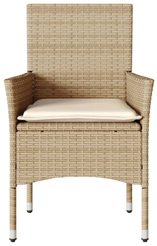 Sedie da giardino con cuscini 2 pz beige in polyrattan