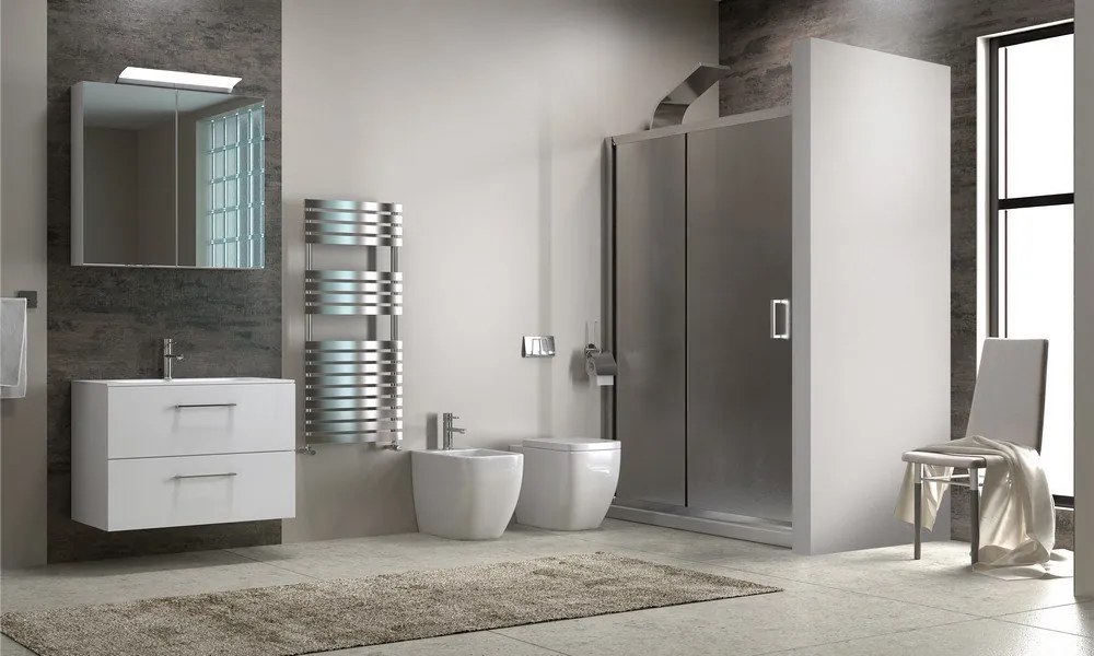 Cabina nicchia 140cm vetro fabric opaco K410N - KAMALU