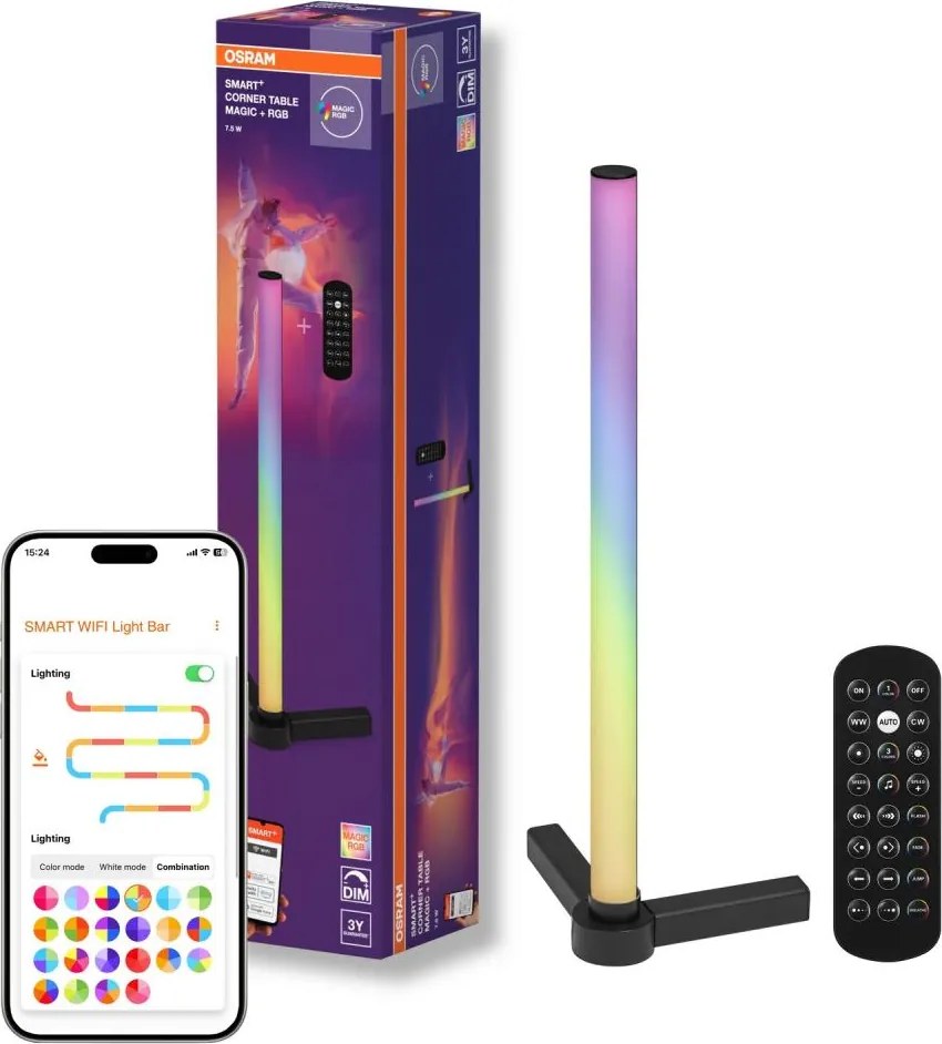 Osram - Lampada da tavolo LED RGBW dimmerabile SMART+ MAGIC LED/7,5W/230V nera Wi-Fi + telecomando