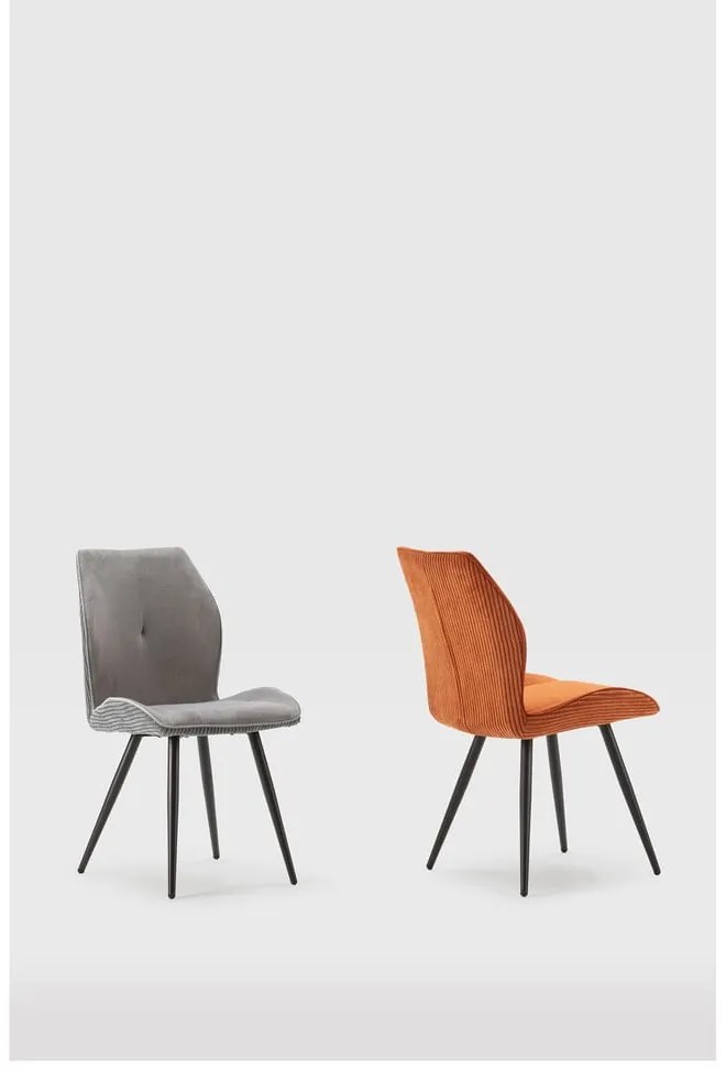 Set di 2 sedie da pranzo in velluto a coste arancione Adaya - Marckeric