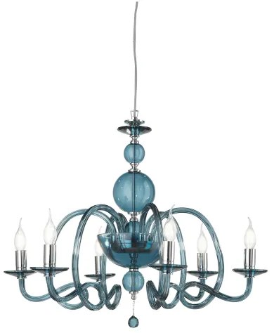 Lampadario a sospensione D75 cm VIVALDI a 6 luci in vetro lavorato a mano OTTANIO