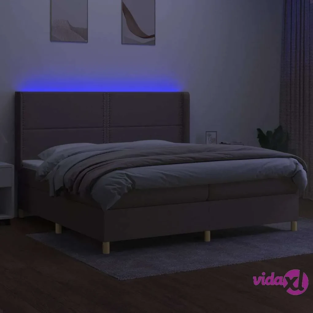 vidaXL Letto a Molle con Materasso e LED Grigio Scuro 140x190 cm