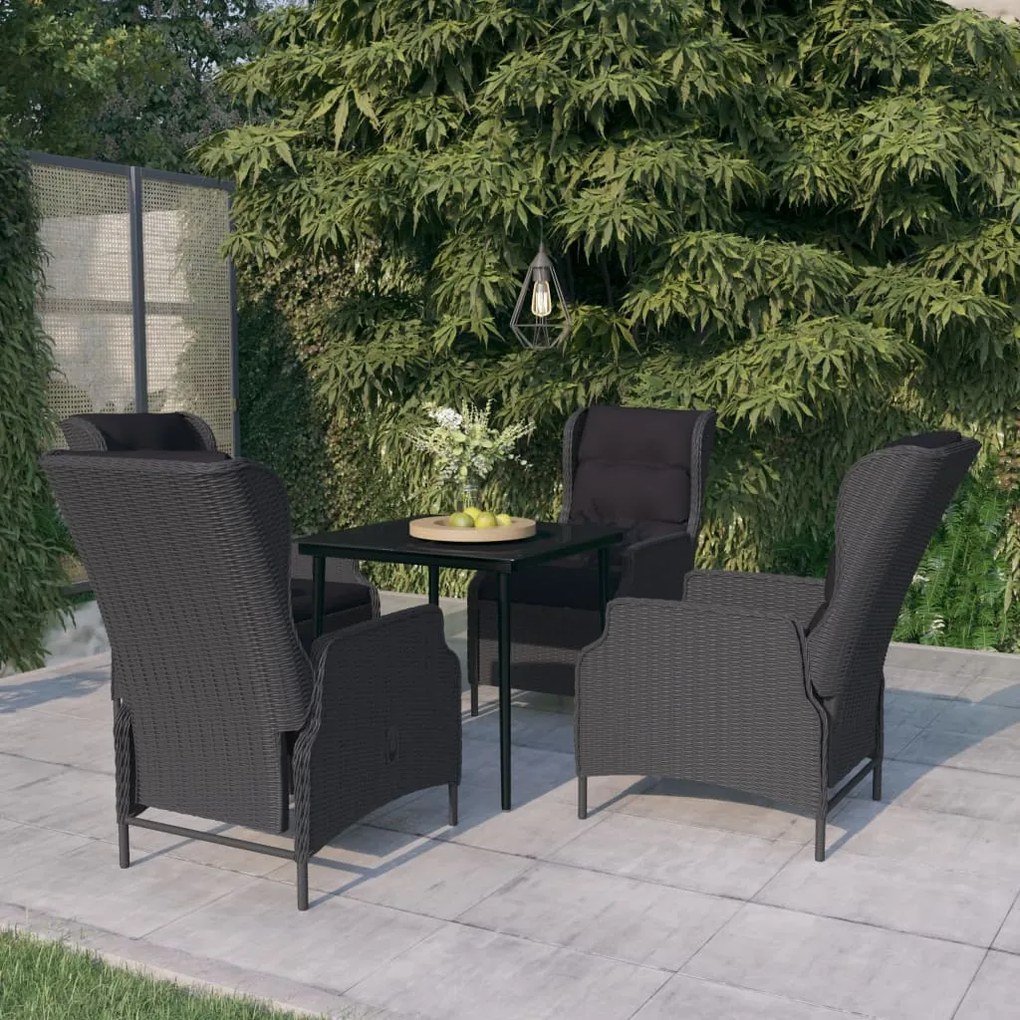 Set mobili da pranzo per giardino 5 pz grigio scuro