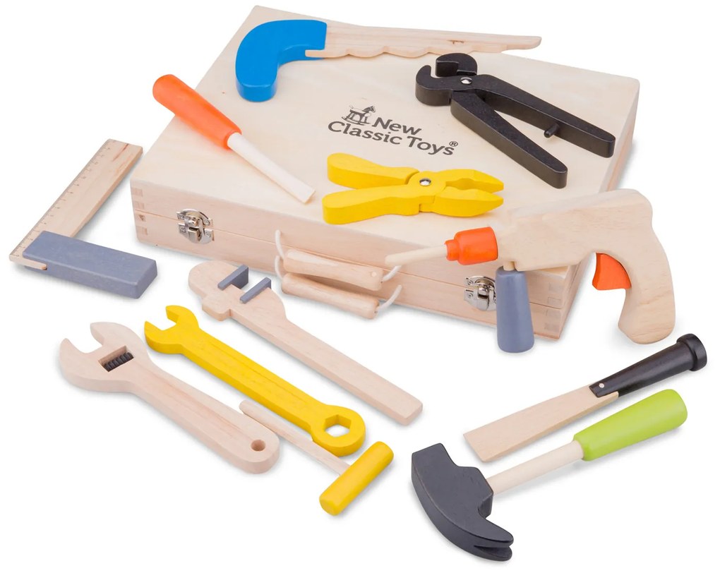 Valigetta in legno con attrezzi - 12 pezzi