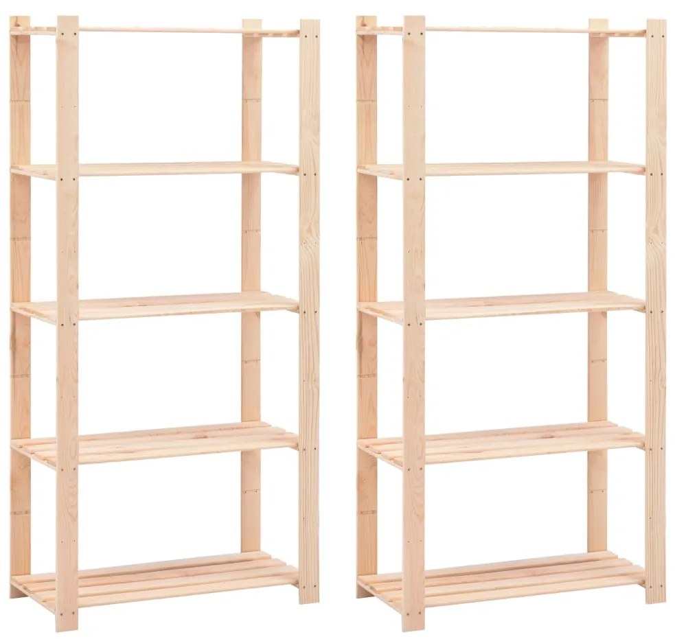 Scaffali A 5 Livelli 2 Pz 80x38x170 Cm İn Massello Pino 250 Kg /