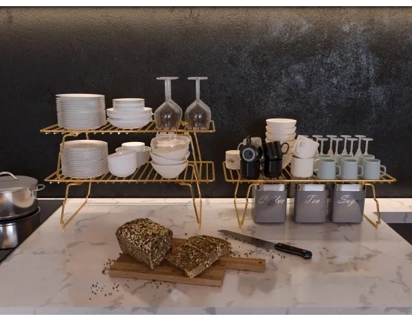 Organizzatore per scaffali 42x19 cm oro