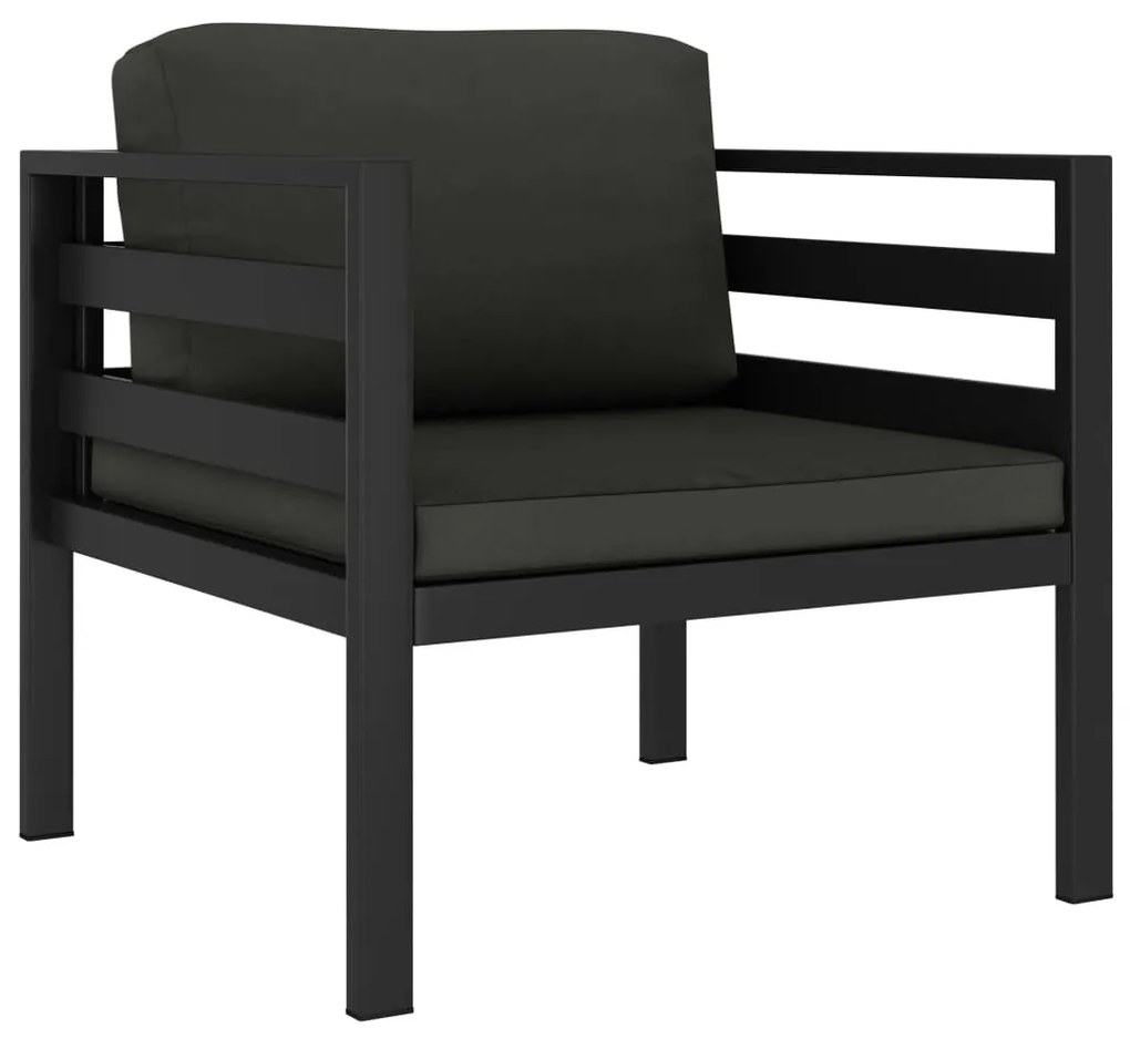 Divani singoli 2 pz con cuscini in alluminio antracite