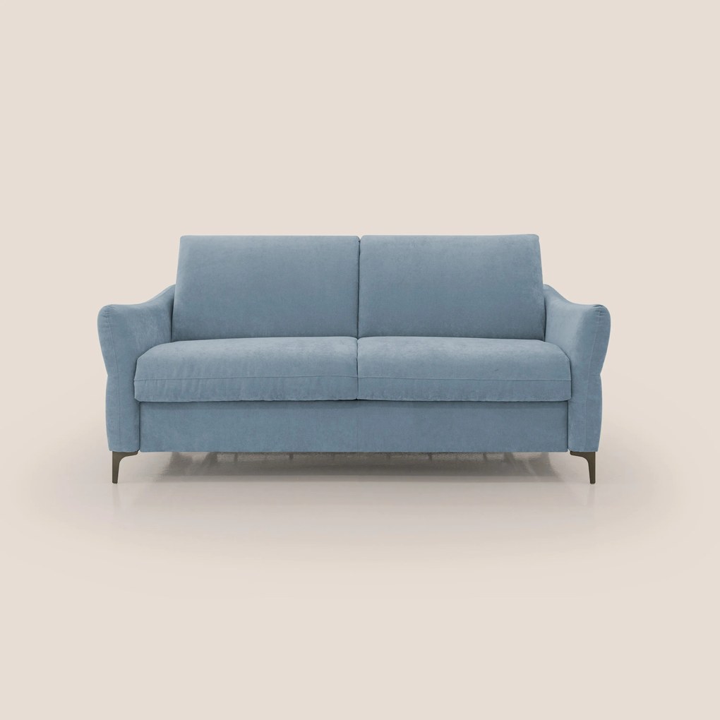 Dalia divano letto con materasso H18 cm e piedi alti in raffinato tessuto smacchiabile T17
