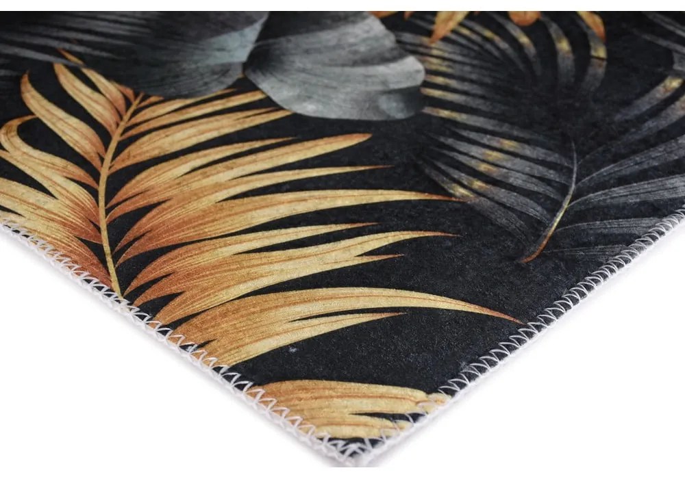 Tappeto in blu scuro/dorato lavabile 160x230 cm Midnight Leaves – Vitaus