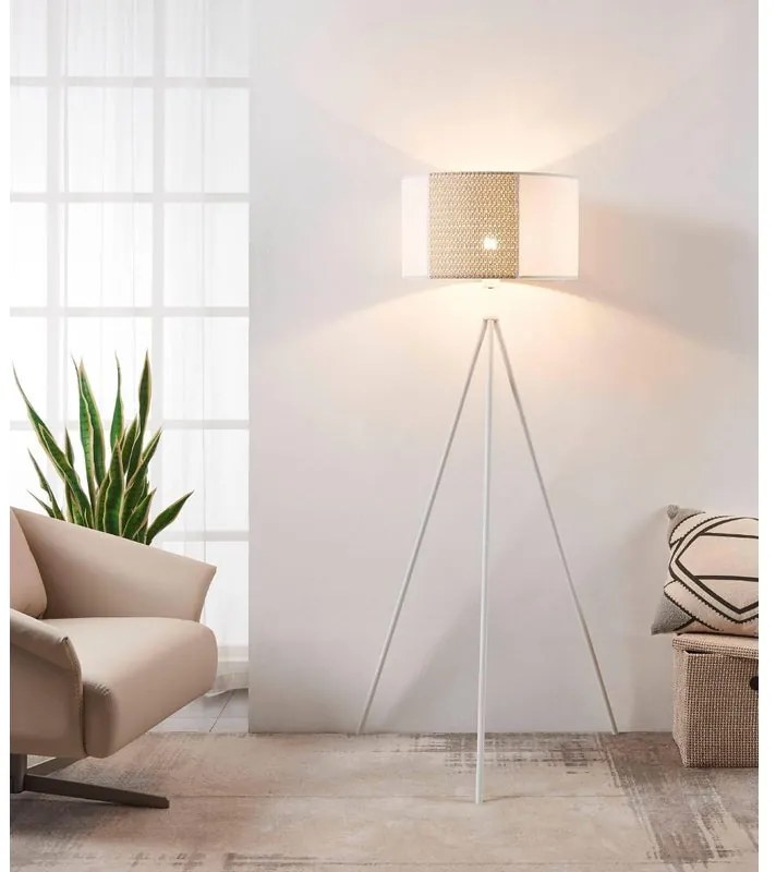 Lampada da terra Arnhem bianco, con paralume in tessuto, H 151 cm, E27 EGLO