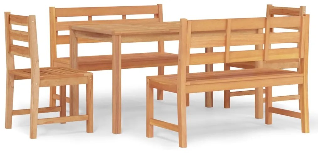 Set da pranzo per giardino 5 pz in legno massello di teak