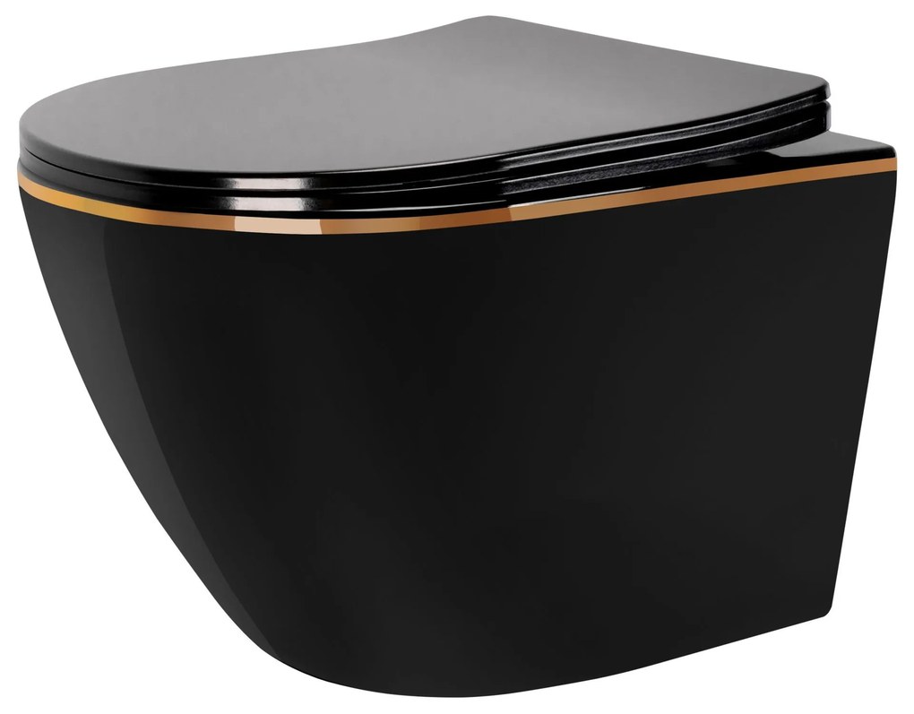Vaso WC sospeso Rea Carlo Mini Tornado Black Gold Egde