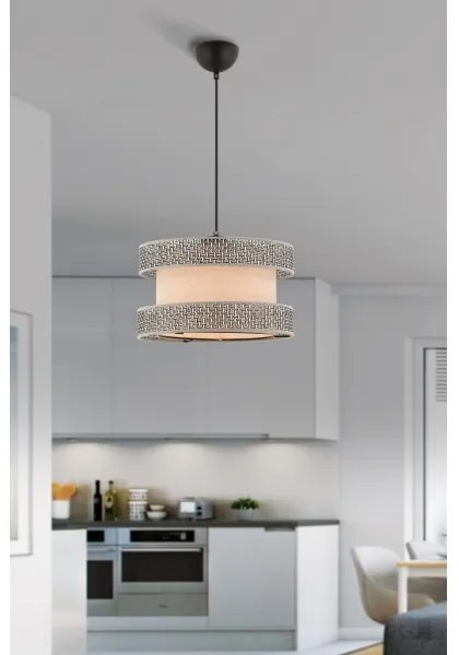 Lampadario su cavo HALO 1xE27/60W/230V beige/grigio