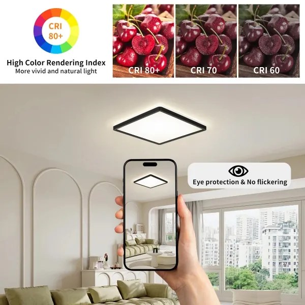 Brilagi - Lampada LED da bagno ULTRA SLIM LED/18W/230V 30x30 cm nero IP54