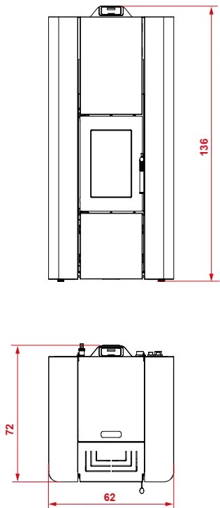 Royal Idro 240 Acs Stufa A Pellet Idro 23 kw Serbatoio 50 Kg 62x72x136 Cm Con Kit Acqua Calda Sanitaria In Acciaio Beige