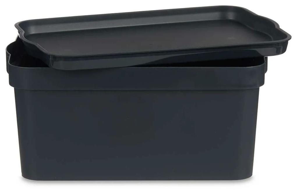 Scatola portaoggetti con coperchio Antracite Plastica 7,5 L 21 x 14,2 x 32 cm (12 Unità)