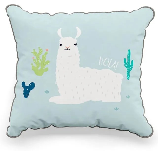 Cuscino decorativo blu per bambini, 45 x 50 cm Llamas - Pinio