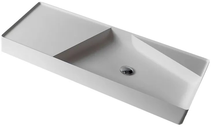 Antonio Lupi Design Simplo108 Lavabo Rettangolare Bacino Asimmetrico 108x47 Cm H 11 In Flumood Bianco