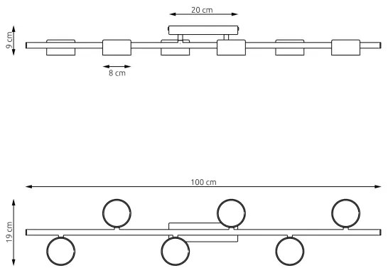 Plafoniera BET 6xGX53/12W/230V nero