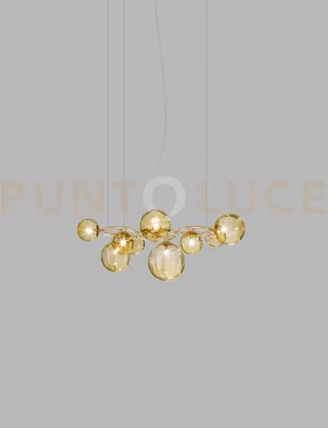 Puppet ring sospensione 9 ambra trasparente oro satinato 9 luci att...