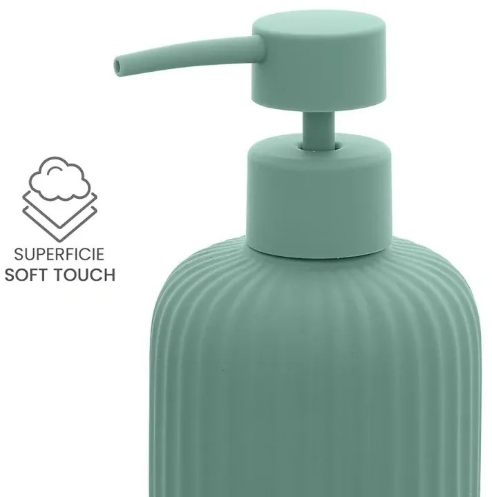 Dispenser sapone verde in ceramica soft touch capienza 330 ml Spring