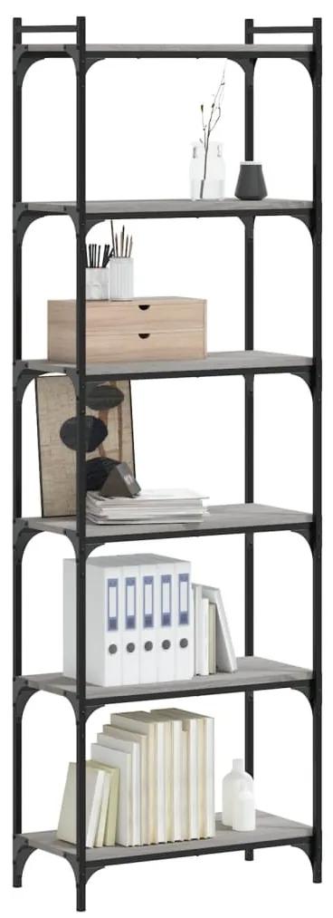 Libreria 6 ripiani grigio sonoma 60x30x188cm legno multistrato
