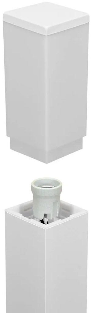 Paletto da Giardino 100cm Acciaio Inox BIANCO Squadrato IP54 Base E27 Colore Bianco