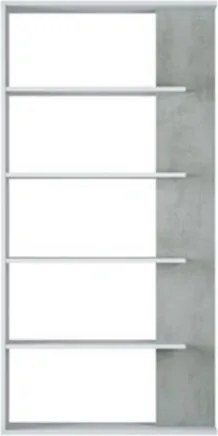 Libreria legno moderna 5 ripiani altezza 180 cm bianco e cemento
