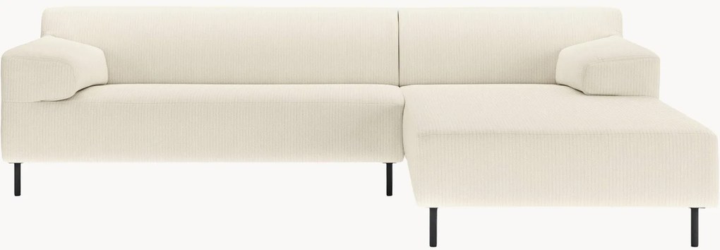 Divano angolare in velluto a coste bianco/nero freistil180