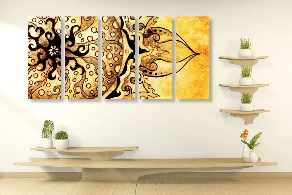 Quadri 5 pezzi – Mandala con tocco vintage