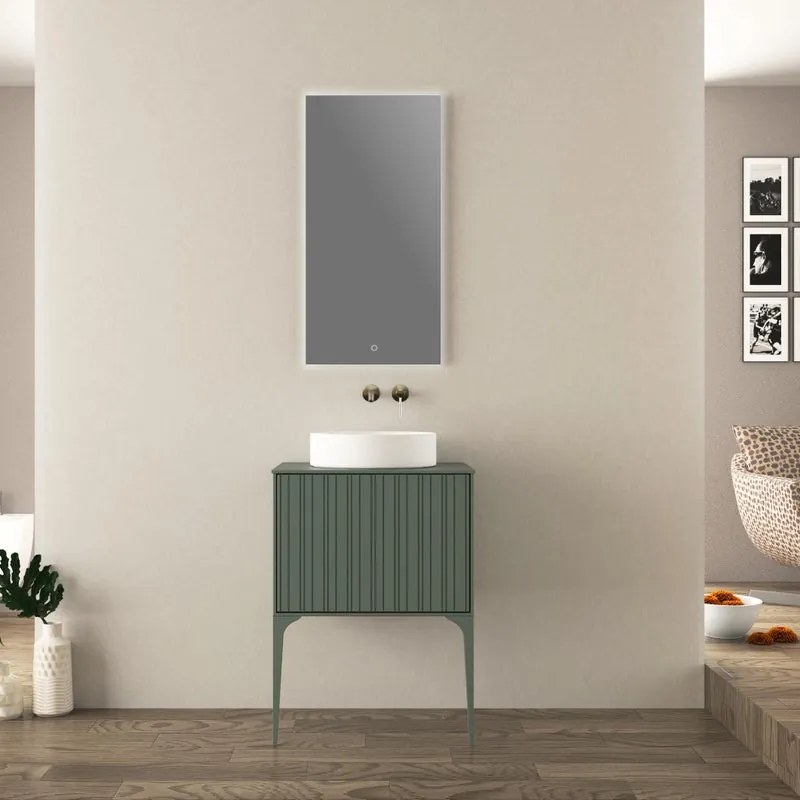 Mobile da bagno sotto lavabo BADEN HAUS DOMINO verde opaco L 60 x H 43 x P 46 cm 1 cassetto, lavabo non incluso