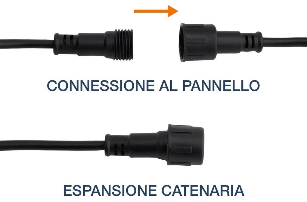 Catenaria SOLARE 15 Lampadine LED 1W Bianco Caldo - 15m Colore Bianco Caldo 2.700K