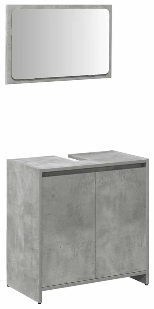 Set mobili da bagno 3 pz grigio cemento in legno multistrato