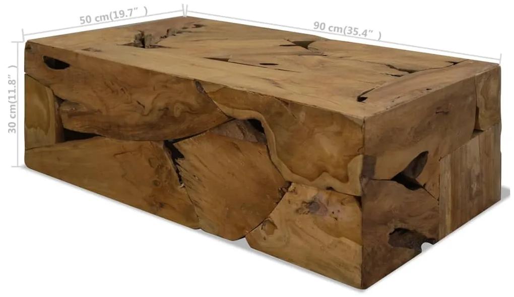 Tavolino da Caffè in Autentico Legno di Teak 90x50x30cm Marrone