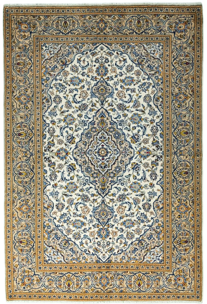 Kashan Tappeto 200 x 290 Beige (Iran) Annodato A Mano