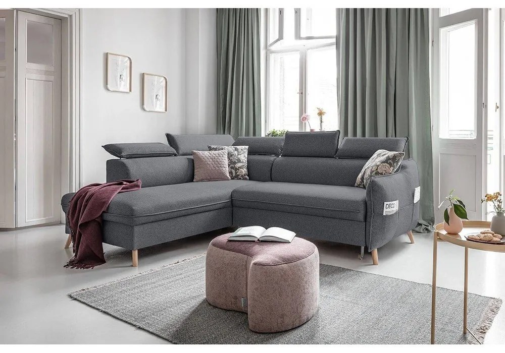 Divano letto angolare grigio scuro (angolo sinistro) Sweet Harmony - Miuform