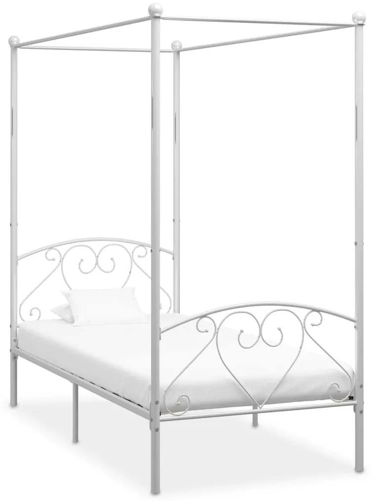 Letto a baldacchino bianco in metallo 120x200 cm