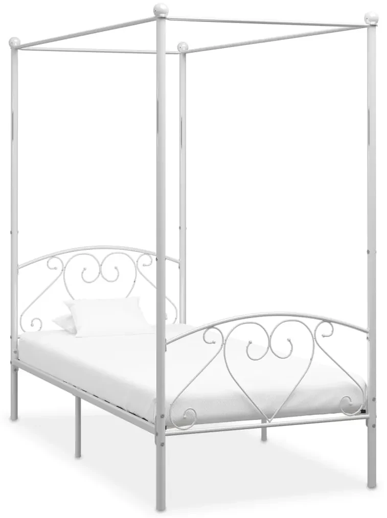 Letto a baldacchino bianco in metallo 120x200 cm