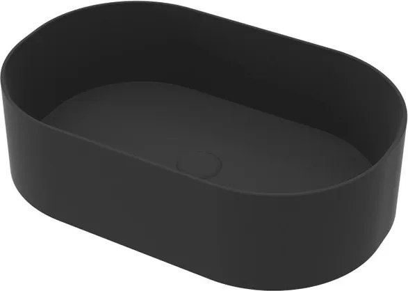 Lavabo da appoggio Kros ovale in ceramica L 55 x H 14 x P 38 cm nero piletta non inclusa