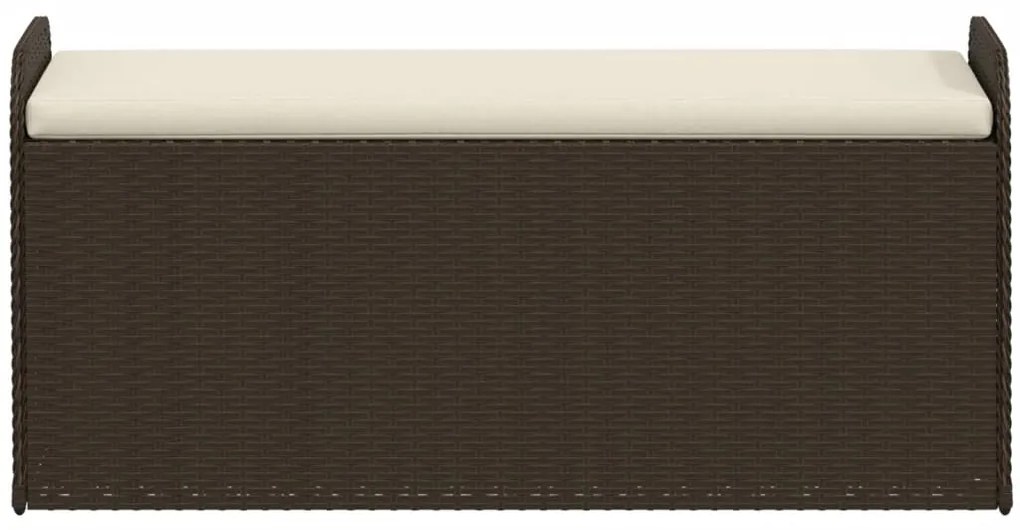 Cassapanca con cuscino marrone 115x51x52 cm in polyrattan