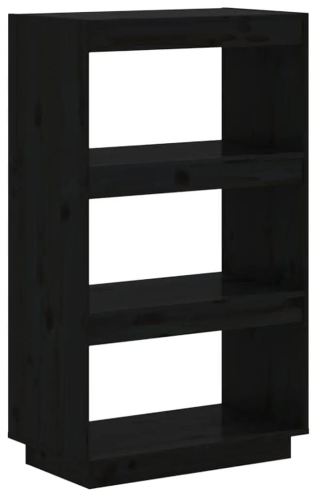 Libreria/divisorio nero 60x35x103 cm in legno massello di pino