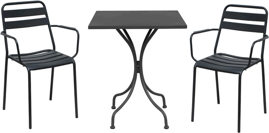ROMANUS - set tavolo in metallo cm 60 x 60 x 72 h con 2 poltrone Romanus