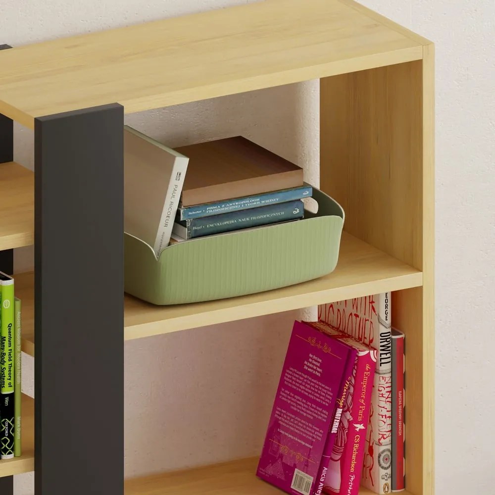 Libreria in rovere decorato in nero e naturale 80x152 cm Axel - Marckeric