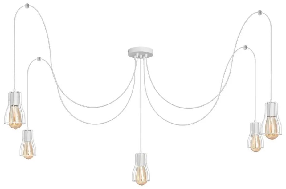 Lampadario a sospensione con filo TUBE 5xE27/15W/230V ragno bianco